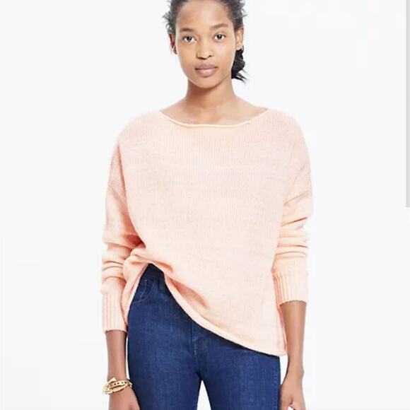 Madewell Threadmix Boatneck Sweater Light Orange Peach Boxy Knit Size Large - Picture 1 of 11